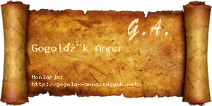 Gogolák Anna névjegykártya